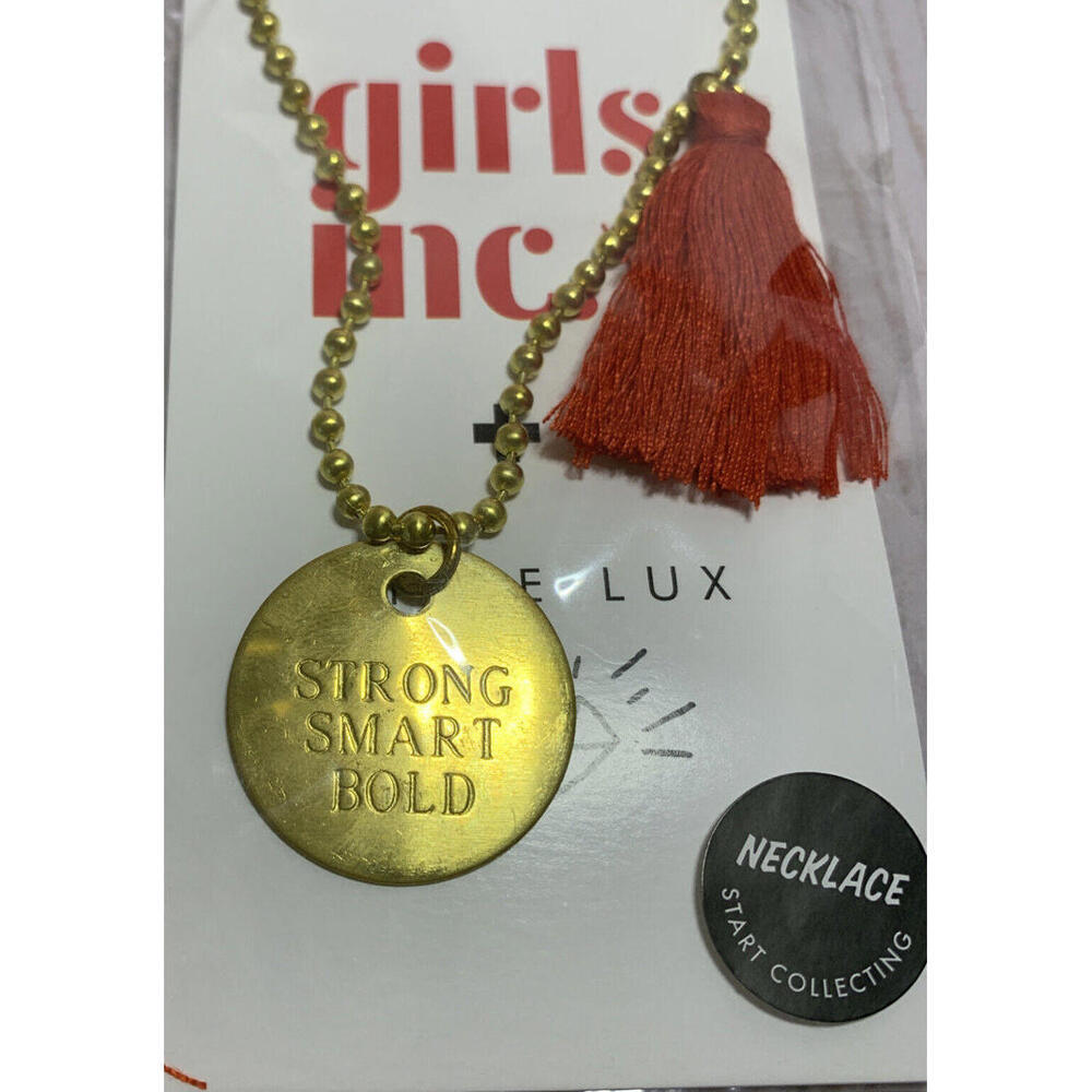 Girls Inc x Little Lux Strong Smart Bold Gold Tone Tassel Pendant Necklace
